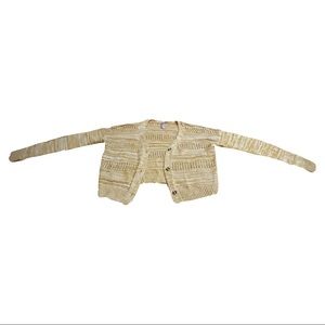 medium yellow and white semi cropped sweater